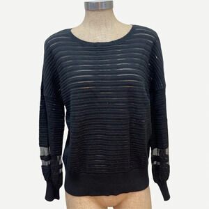 FRENCH Connection Black‎ Stripe Semi Sheer Sweater S